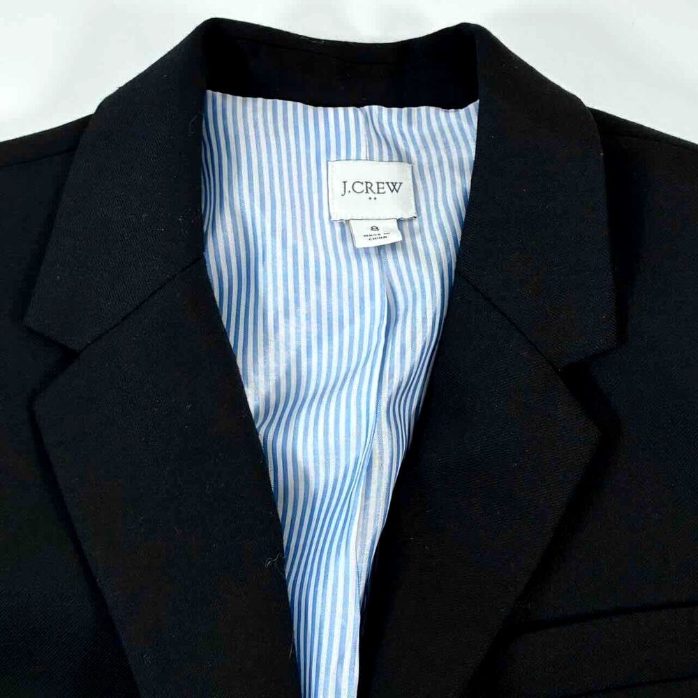 J. Crew Women's Black Wool Blend Original Schoolboy Blazer - Size 8 - Picture 3 of 10